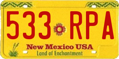 NM license plate 533RPA