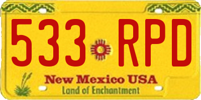 NM license plate 533RPD