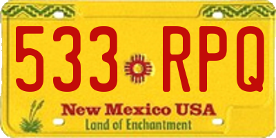 NM license plate 533RPQ