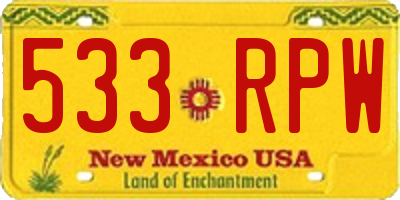 NM license plate 533RPW