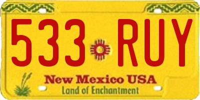 NM license plate 533RUY