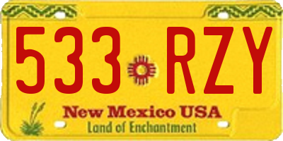 NM license plate 533RZY