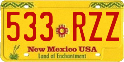 NM license plate 533RZZ