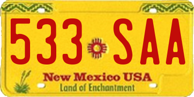 NM license plate 533SAA