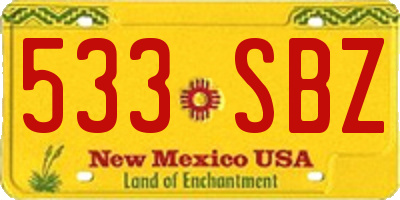 NM license plate 533SBZ