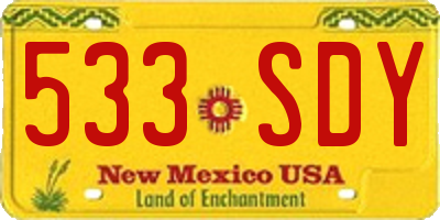 NM license plate 533SDY