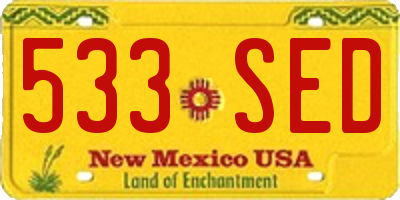 NM license plate 533SED