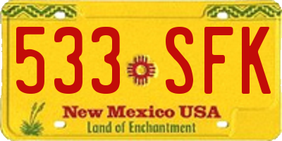 NM license plate 533SFK
