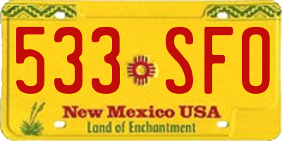 NM license plate 533SFO