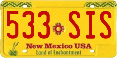 NM license plate 533SIS