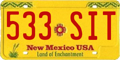 NM license plate 533SIT