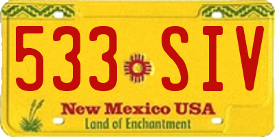 NM license plate 533SIV