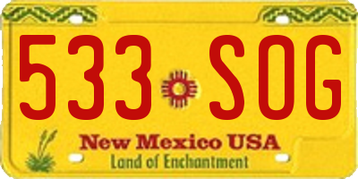 NM license plate 533SOG