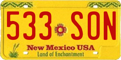 NM license plate 533SON