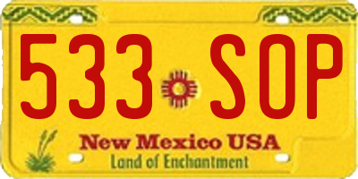 NM license plate 533SOP