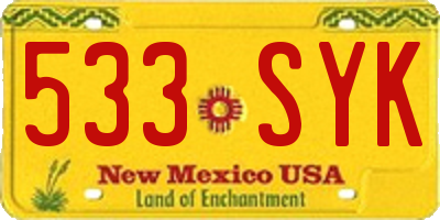 NM license plate 533SYK