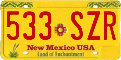 NM license plate 533SZR