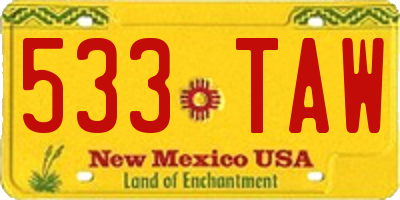 NM license plate 533TAW