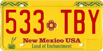 NM license plate 533TBY
