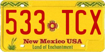 NM license plate 533TCX