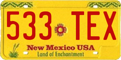 NM license plate 533TEX