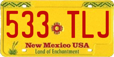 NM license plate 533TLJ