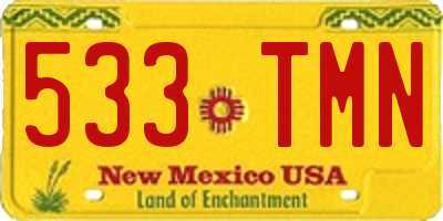 NM license plate 533TMN