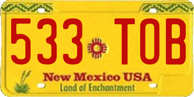 NM license plate 533TOB