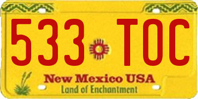 NM license plate 533TOC