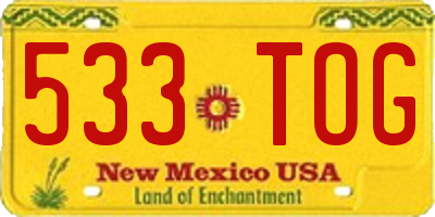 NM license plate 533TOG