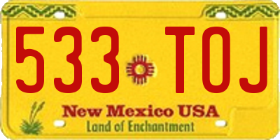 NM license plate 533TOJ