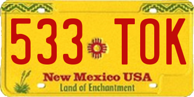 NM license plate 533TOK