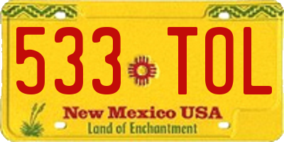 NM license plate 533TOL