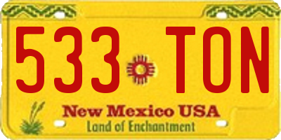 NM license plate 533TON