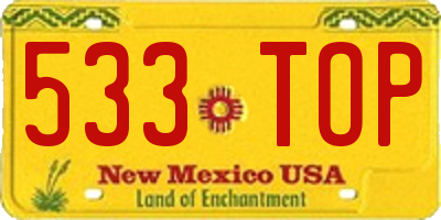 NM license plate 533TOP
