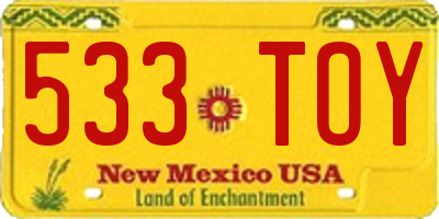 NM license plate 533TOY