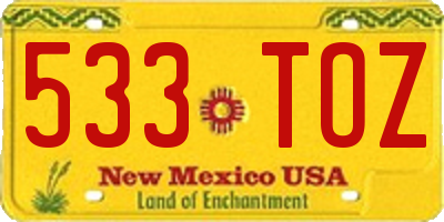 NM license plate 533TOZ