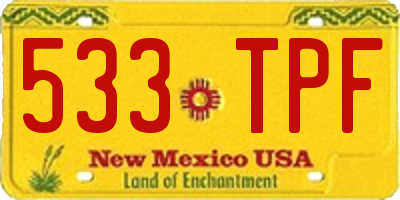NM license plate 533TPF