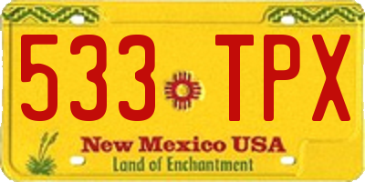 NM license plate 533TPX