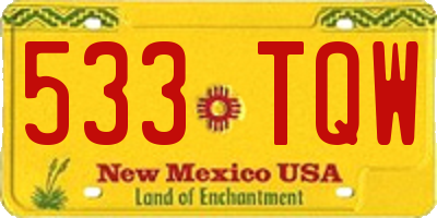 NM license plate 533TQW