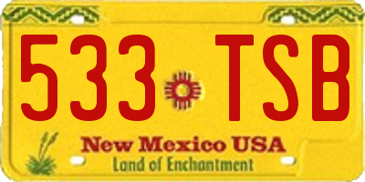 NM license plate 533TSB