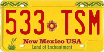 NM license plate 533TSM