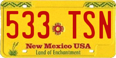 NM license plate 533TSN