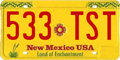 NM license plate 533TST