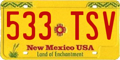 NM license plate 533TSV