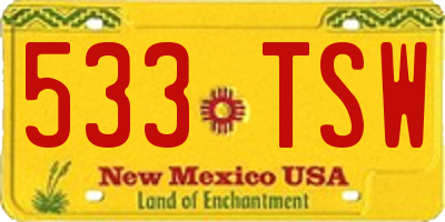 NM license plate 533TSW