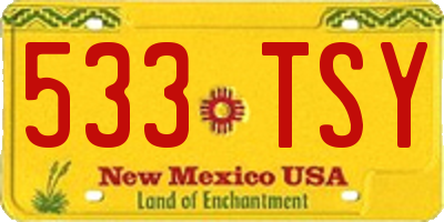 NM license plate 533TSY