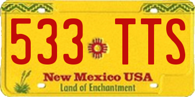 NM license plate 533TTS