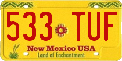 NM license plate 533TUF
