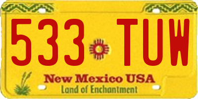 NM license plate 533TUW